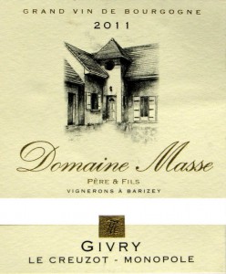 Givry Village - Domaine Raymond Masse "le Creuzot" Monopole 2011